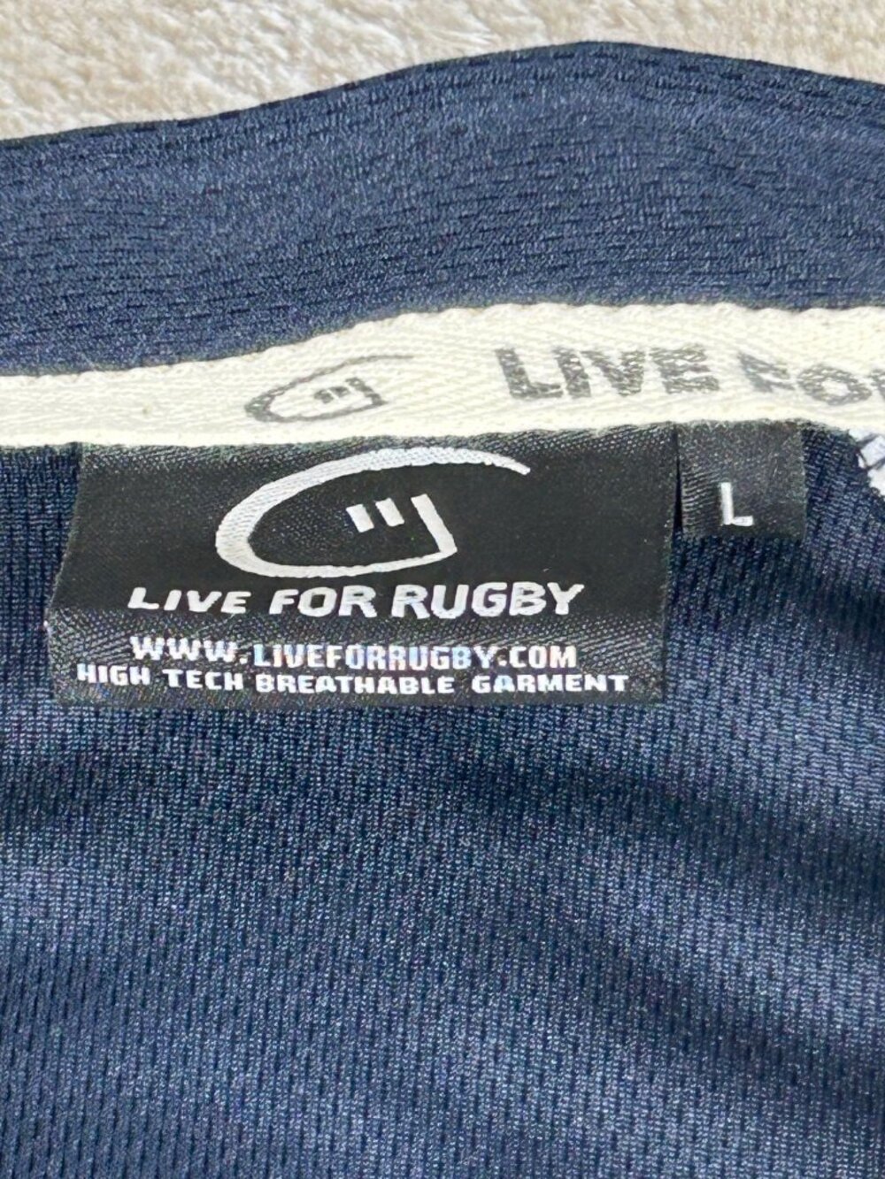 NEW Live for Rugby Ireland Rugby Polo Shirt Sz L LFR Navy White Collar Cooling - Picture 6 of 10